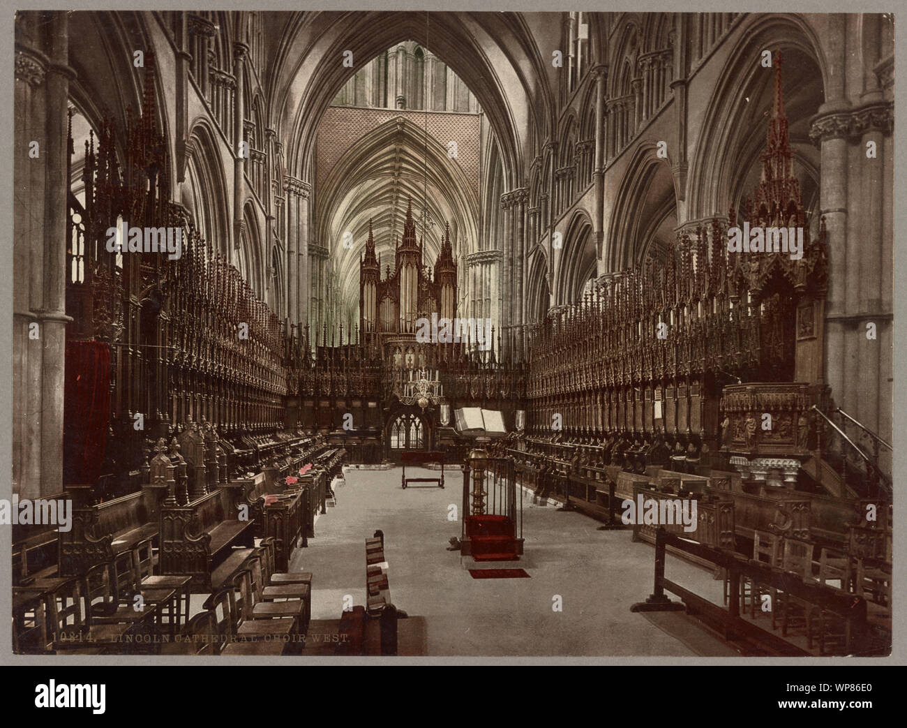 La Cathédrale de Lincoln, choeur à l'Ouest Banque D'Images
