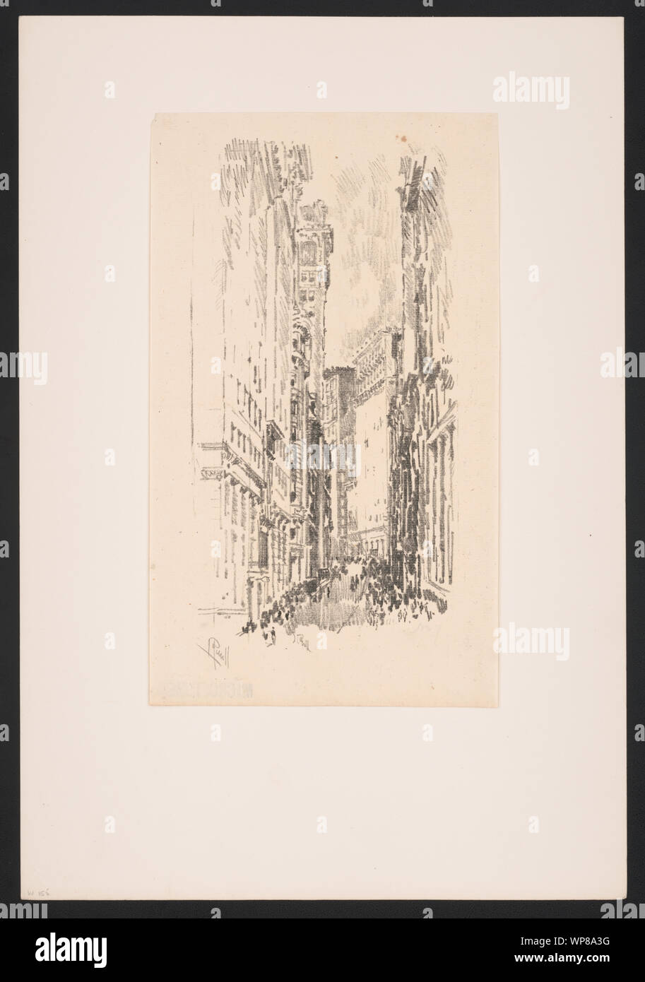 Lithographies de New York en 1904 dessiné par Joseph Pennell. N° 7, rue William / J. Pennell. Banque D'Images