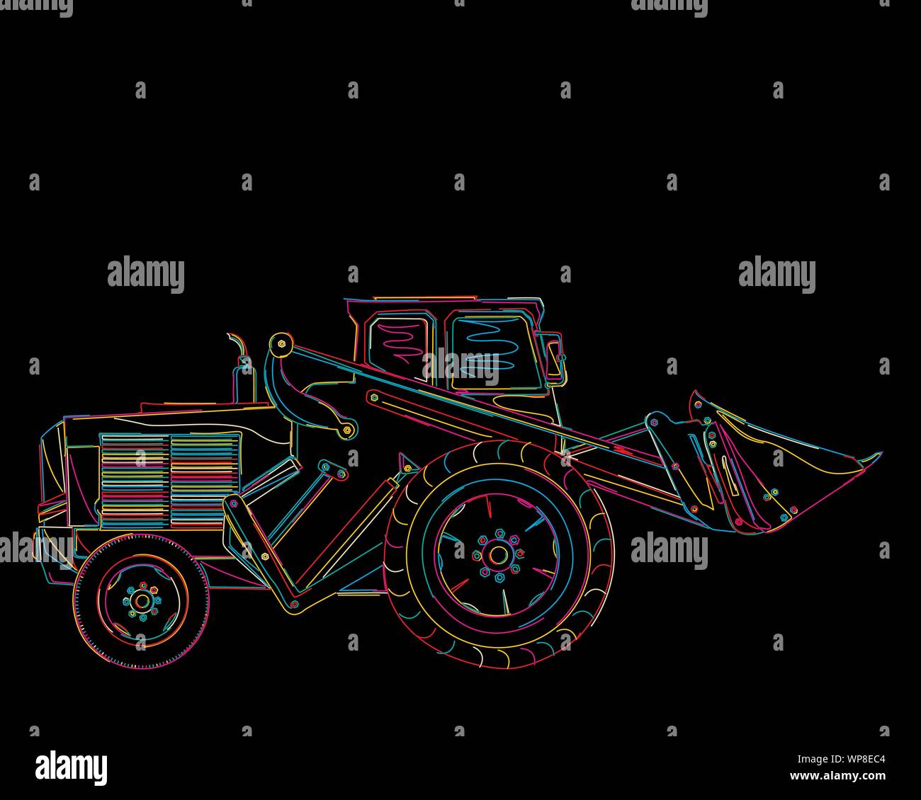 Vector illustration of colorful chargeur funky sur fond noir Illustration de Vecteur