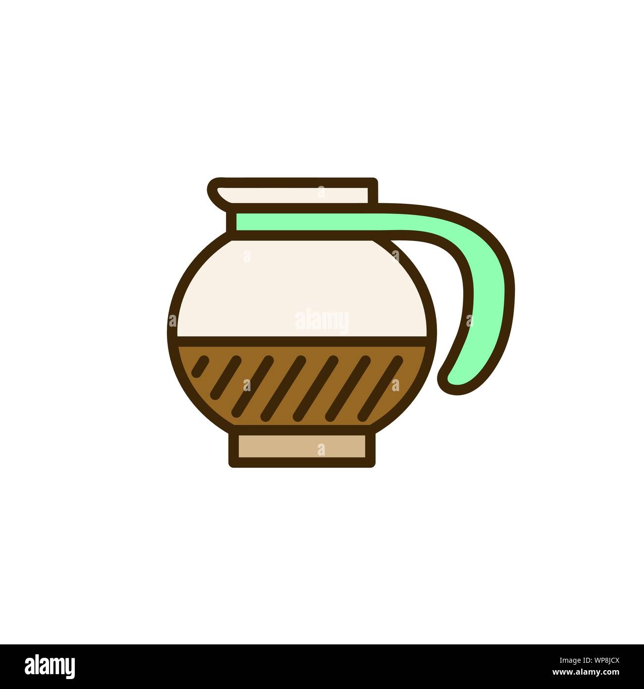 Icône café w vert couleurs brun et brun foncé Illustration de Vecteur