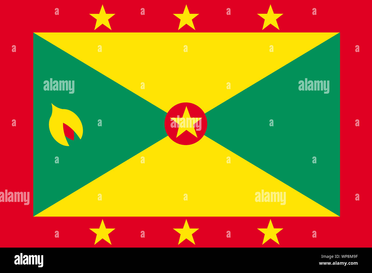 Une grenade background illustration drapeau rouge vert Étoile Banque D'Images