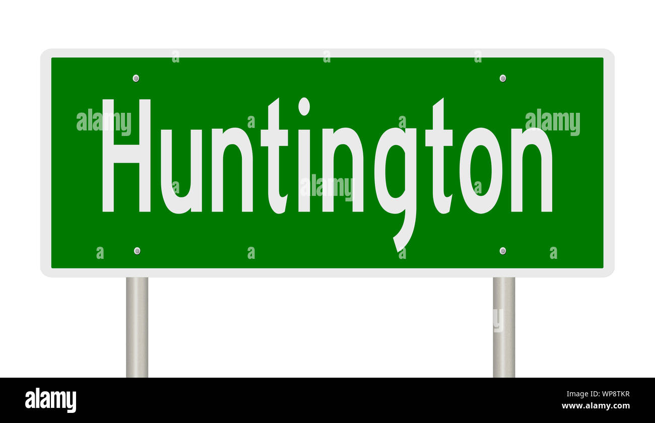 Rendu d'une autoroute verte signe pour Huntington Virginie Occidentale Banque D'Images