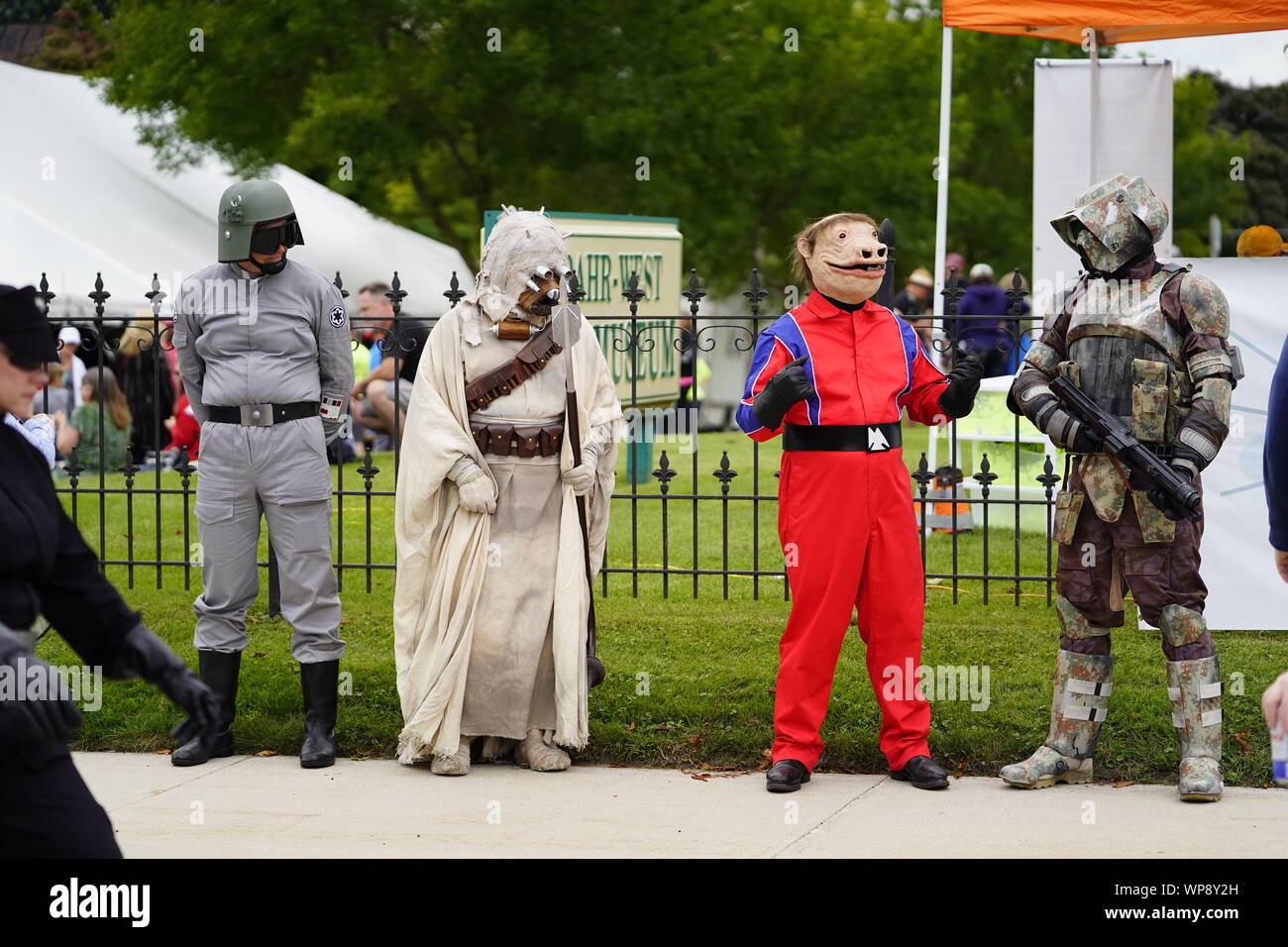 Rahr West Art Museum, Manitowoc (Wisconsin) Célébrant le long Sputnikfest avec Star Wars 501st Garnison du Wisconsin Interprètes Banque D'Images