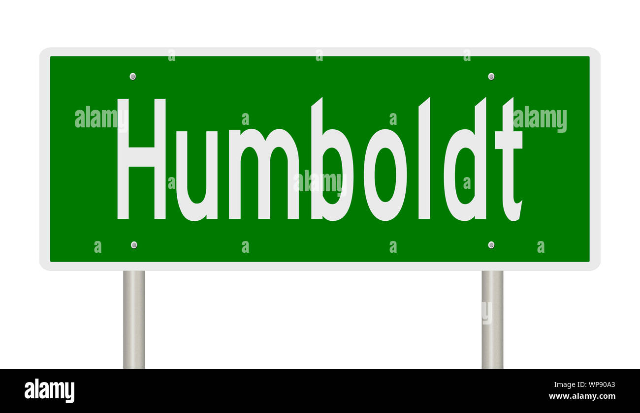 Rendu d'un panneau routier vert de Humboldt Banque D'Images