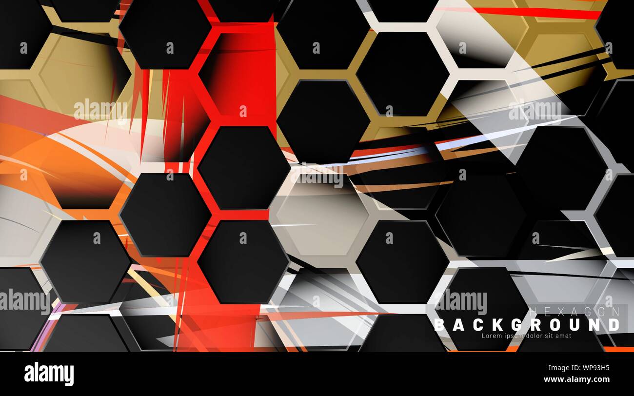 Abstract pattern hexagonal noir sur fond coloré style brosse de la technologie. De miel. Vector illustration Illustration de Vecteur