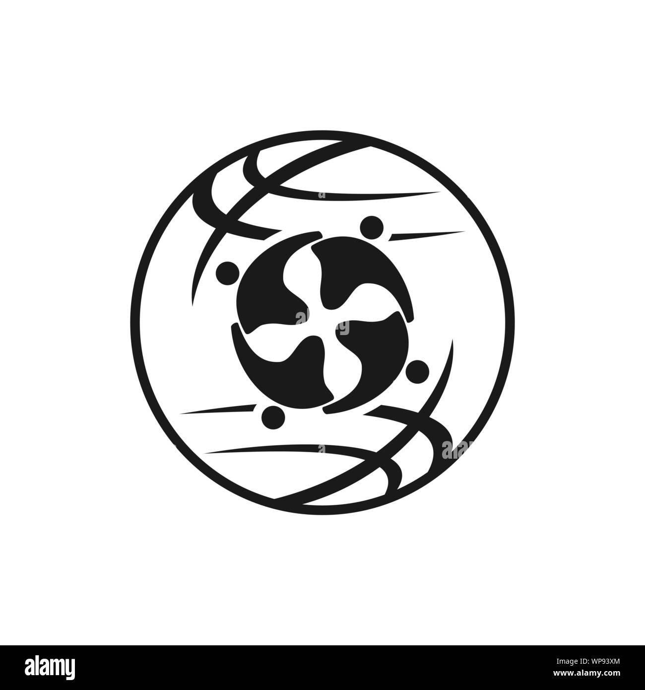 Engagement mondial mondial d'équipe ensemble Logo noir Illustration de Vecteur