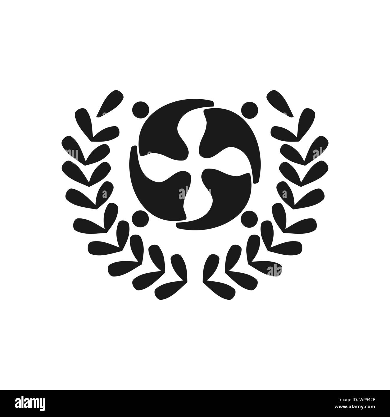 Les gens de la feuille d'équipe Engagement Ensemble Logo noir Illustration de Vecteur