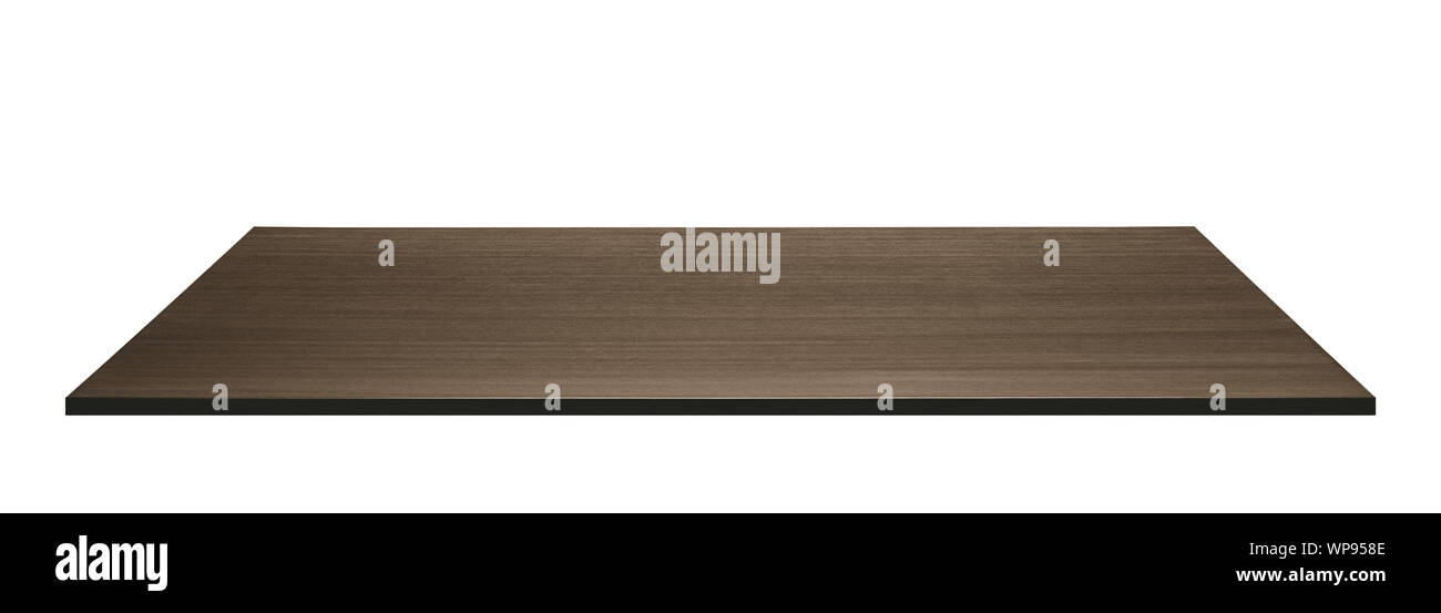 Table en bois sombre sur fond blanc. Faites de contreplaqué. Banque D'Images