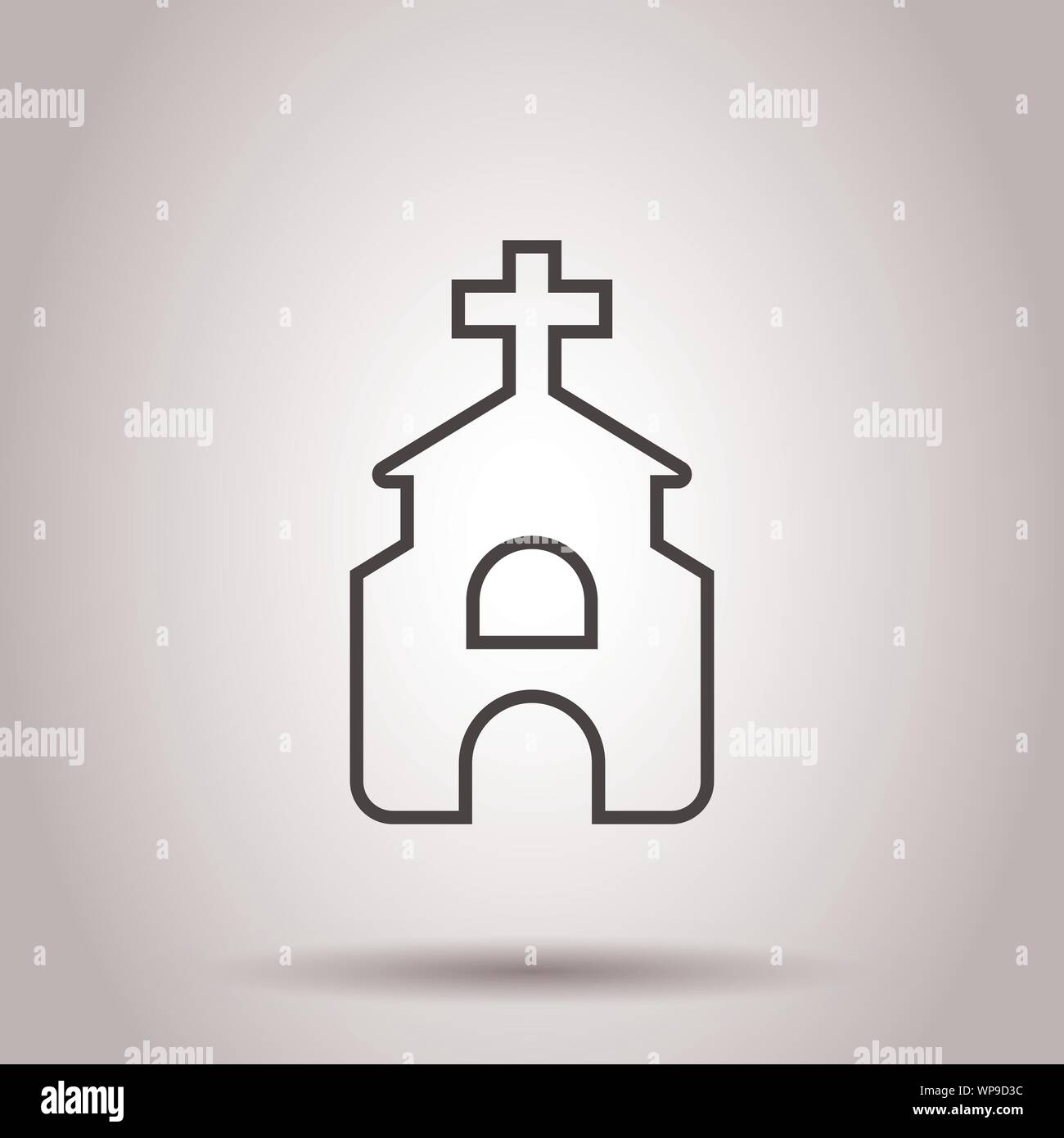 L'icône de l'église en style plat. Chapelle vector illustration sur fond isolé. Bâtiment religieux concept d'entreprise. Illustration de Vecteur