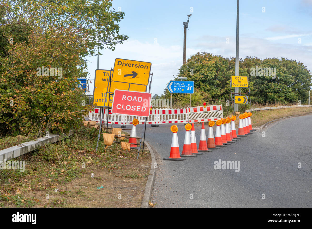 Le M20 dans le Kent fermée en raison de travaux routiers Banque D'Images