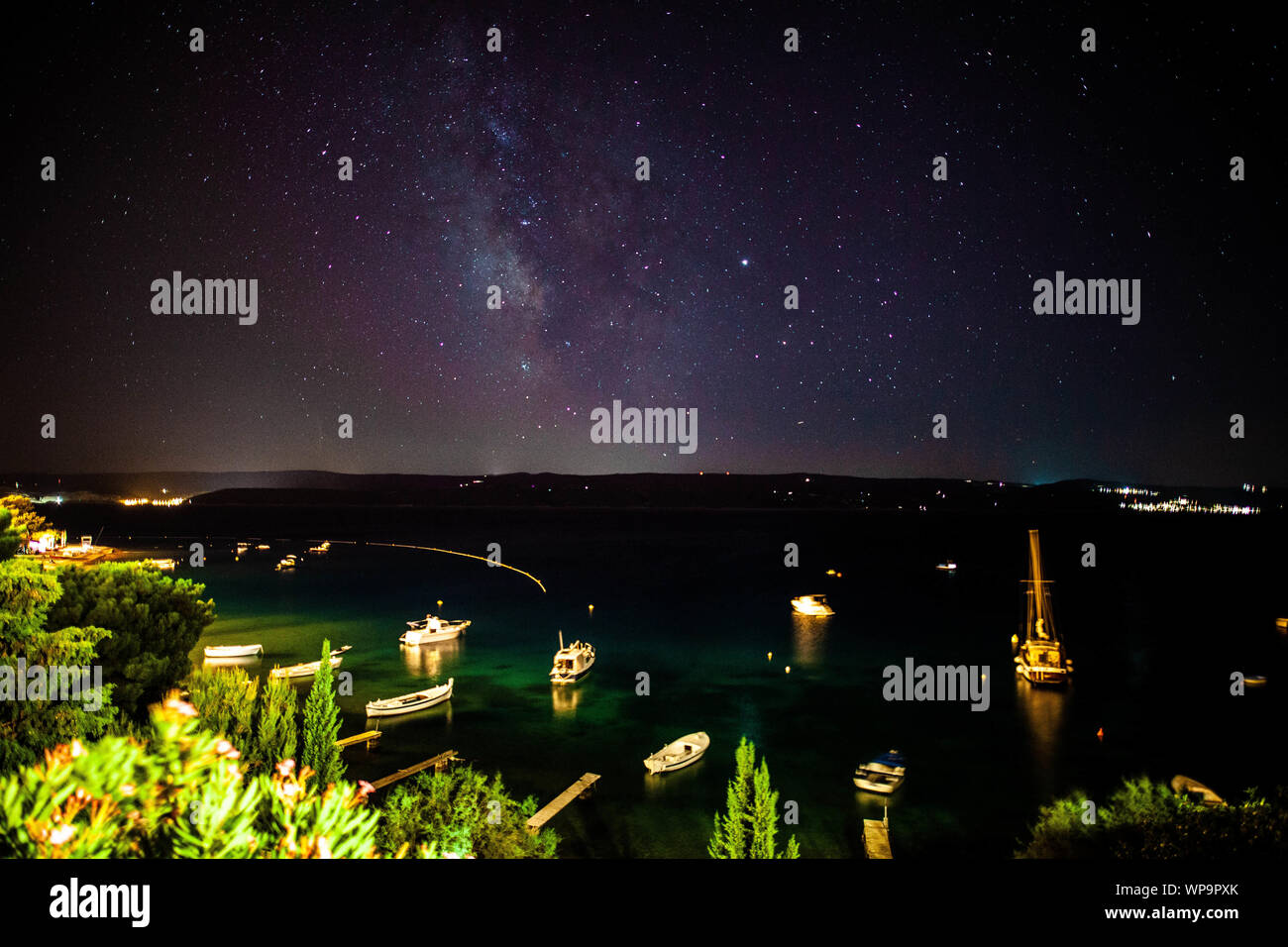 Voie Lactée sur l'île de Brac, Croatie Banque D'Images