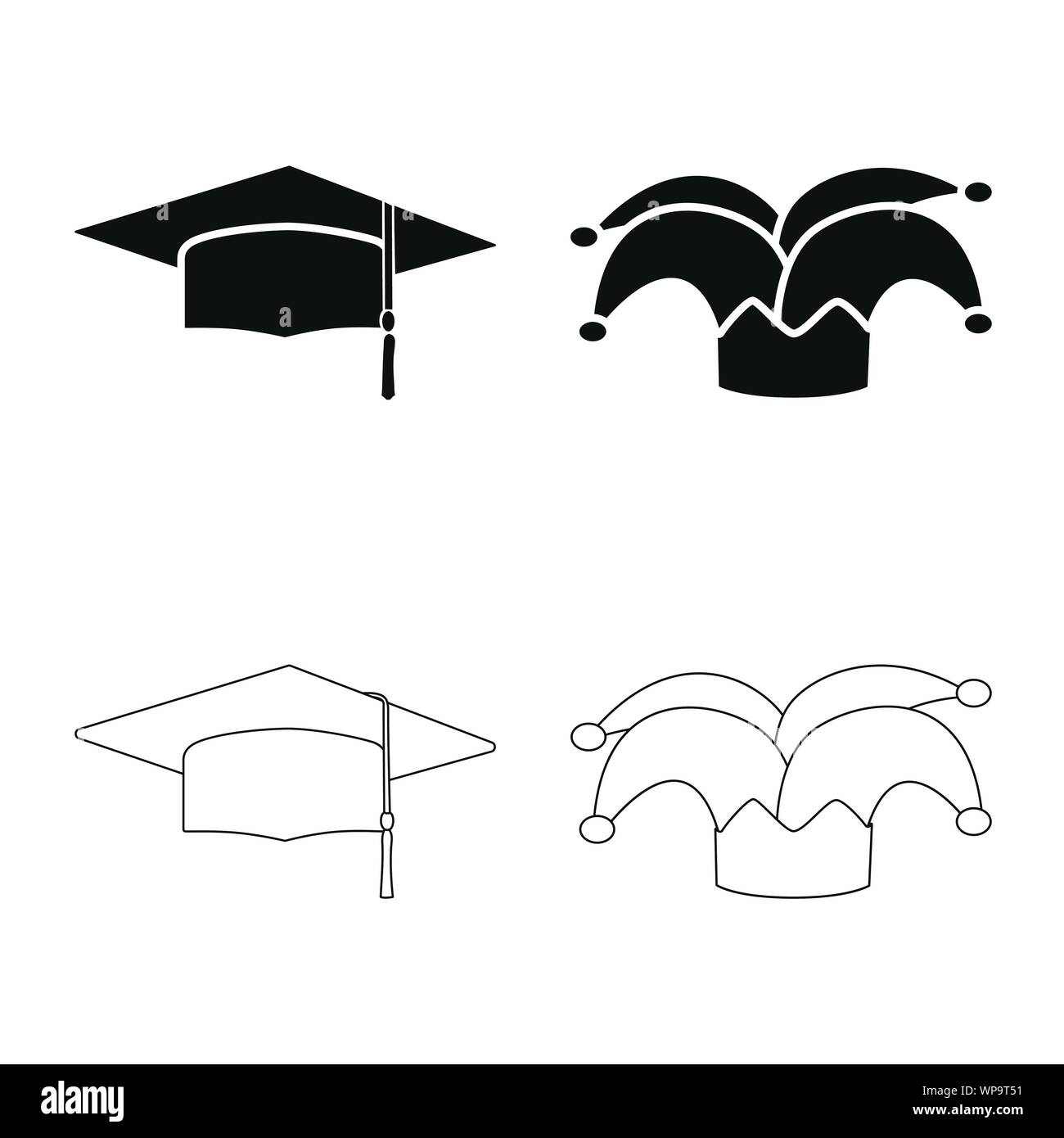 Objet isolé de l'habillement et le symbole. Collection de vêtements et beret symbole boursier pour le web. Illustration de Vecteur