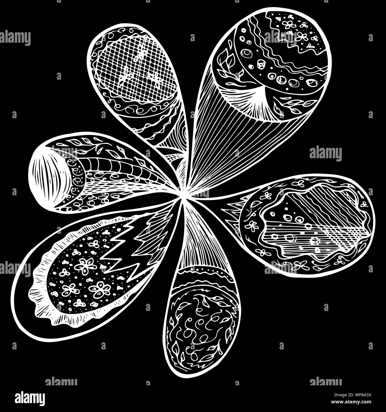 Dessinés à la main, gravée abstract orchid. Fleurs rétro contour main orchidée, grande conception pour tout usage. Contours vecteur. Arrière-plan de la nature. Scieries de pla Illustration de Vecteur