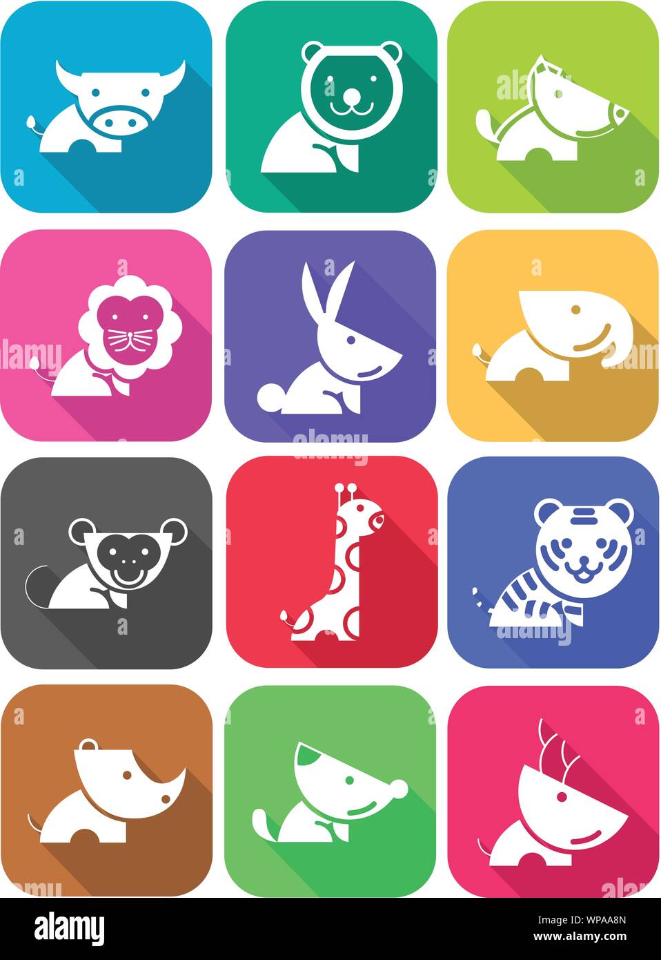 Lovely white faune animal cartoon en télévision couleur avec le bouton ombre longue,adapté à l'environnement, de la faune sauvage et la conception des tâches,vector illustration Illustration de Vecteur