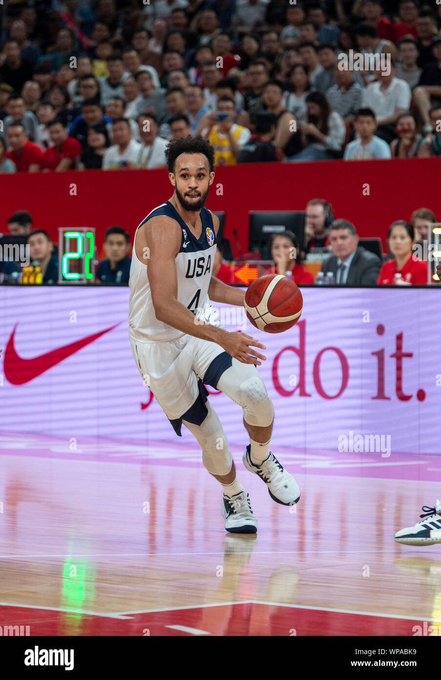 Fiba Coupe Du Monde Basketball 2019 Chine. USA contre GreeceFIBA coupe du monde 2019 Basketball Shenzhen. USA Guard, Derrick BLANC, Alay stock image Banque D'Images