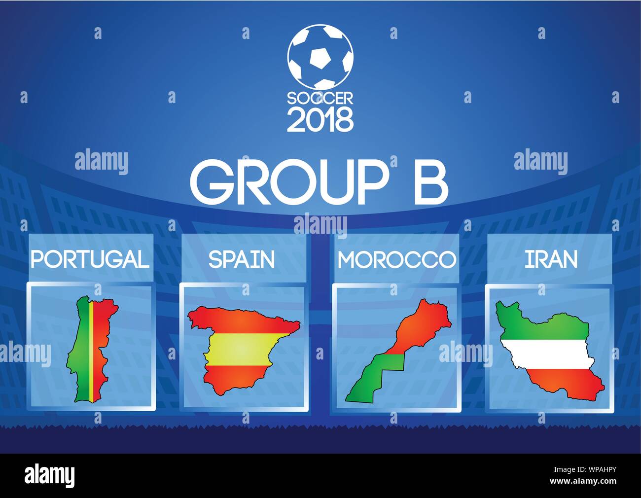 Football Russie tour final groupe dans l'image d'une icône couleur du drapeau Illustration de Vecteur