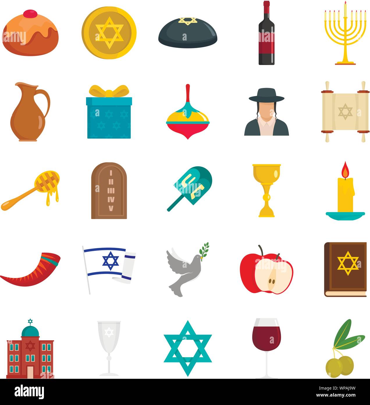 Happy hanukkah icon set. Télévision ensemble d'icônes vectorielles hanukkah heureux pour le web design Illustration de Vecteur