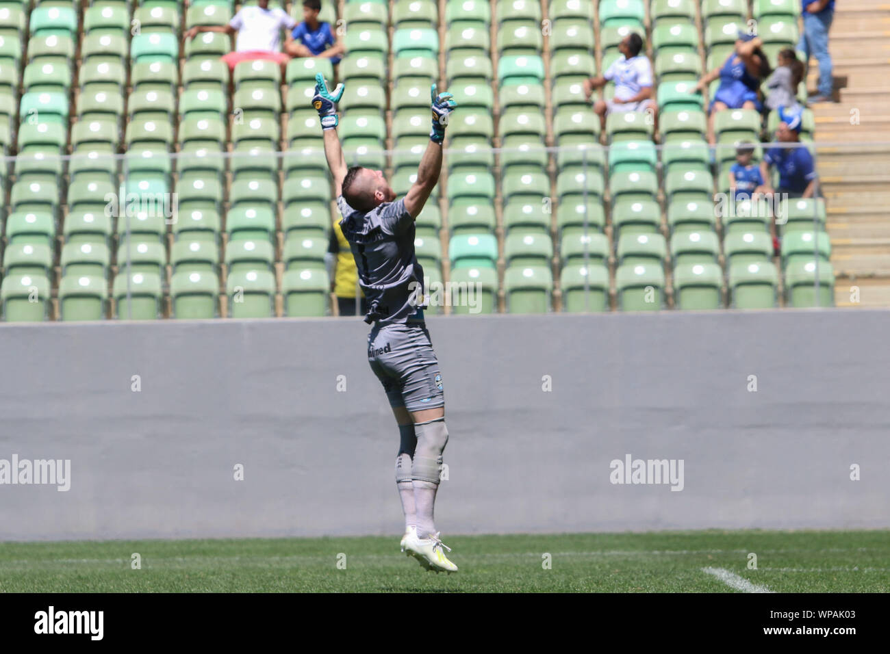 Belo Horizonte, Brésil. 05Th Sep 2019. Paulo Victor do Grêmio Grêmio célèbre pendant l'objectif x Cruzeiro, Grêmio une correspondance valide pour le Brésilien 2019 Chamship, au stade Mineirão de Belo, Horizonteonte, MG. De : Doug Patrício/FotoArena/Alamy Live News Banque D'Images