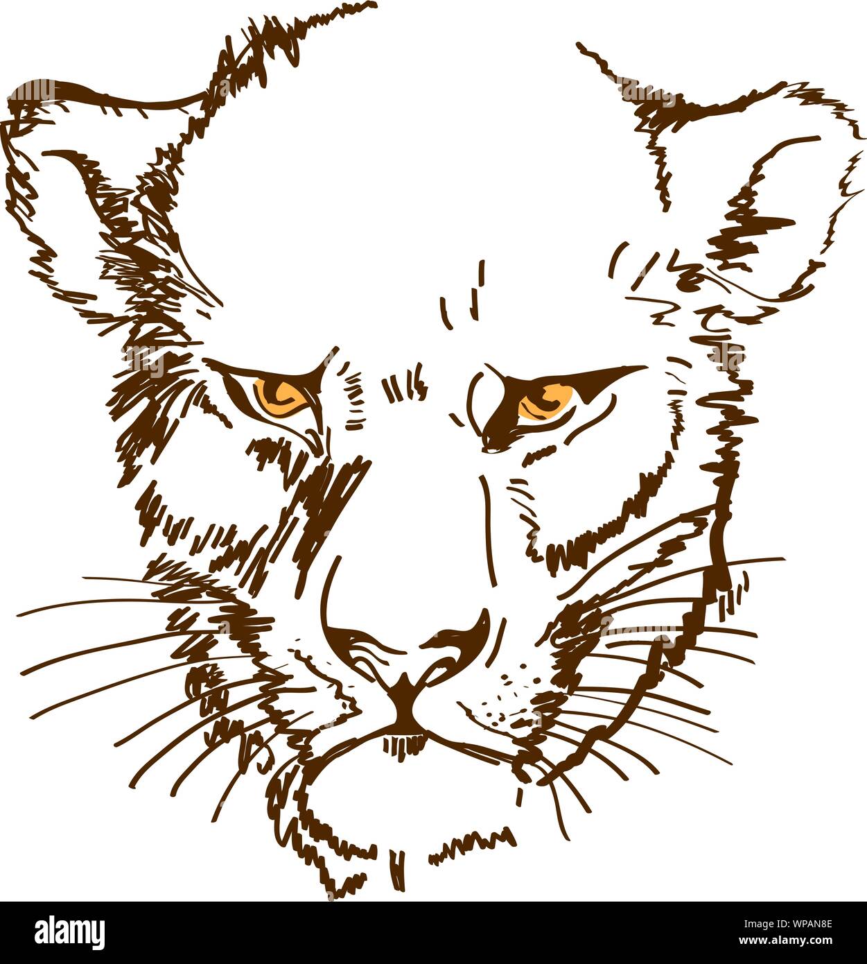 Tête de lionne, sketch dans un style pop art, vector illustration Illustration de Vecteur