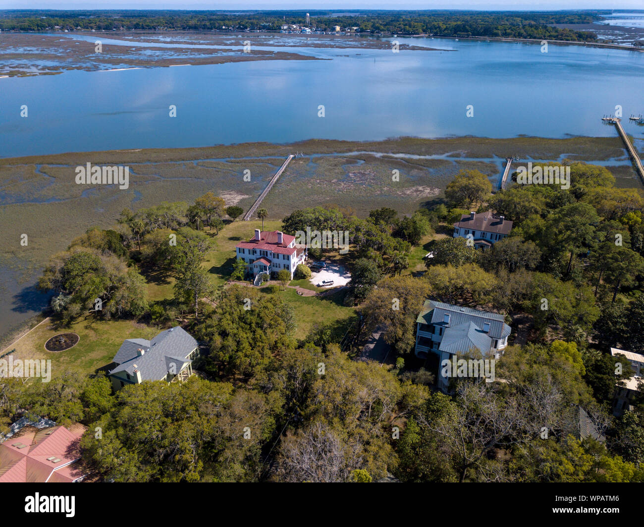 Vue aérienne du quartier historique à Beaufort, Caroline du Sud Banque D'Images