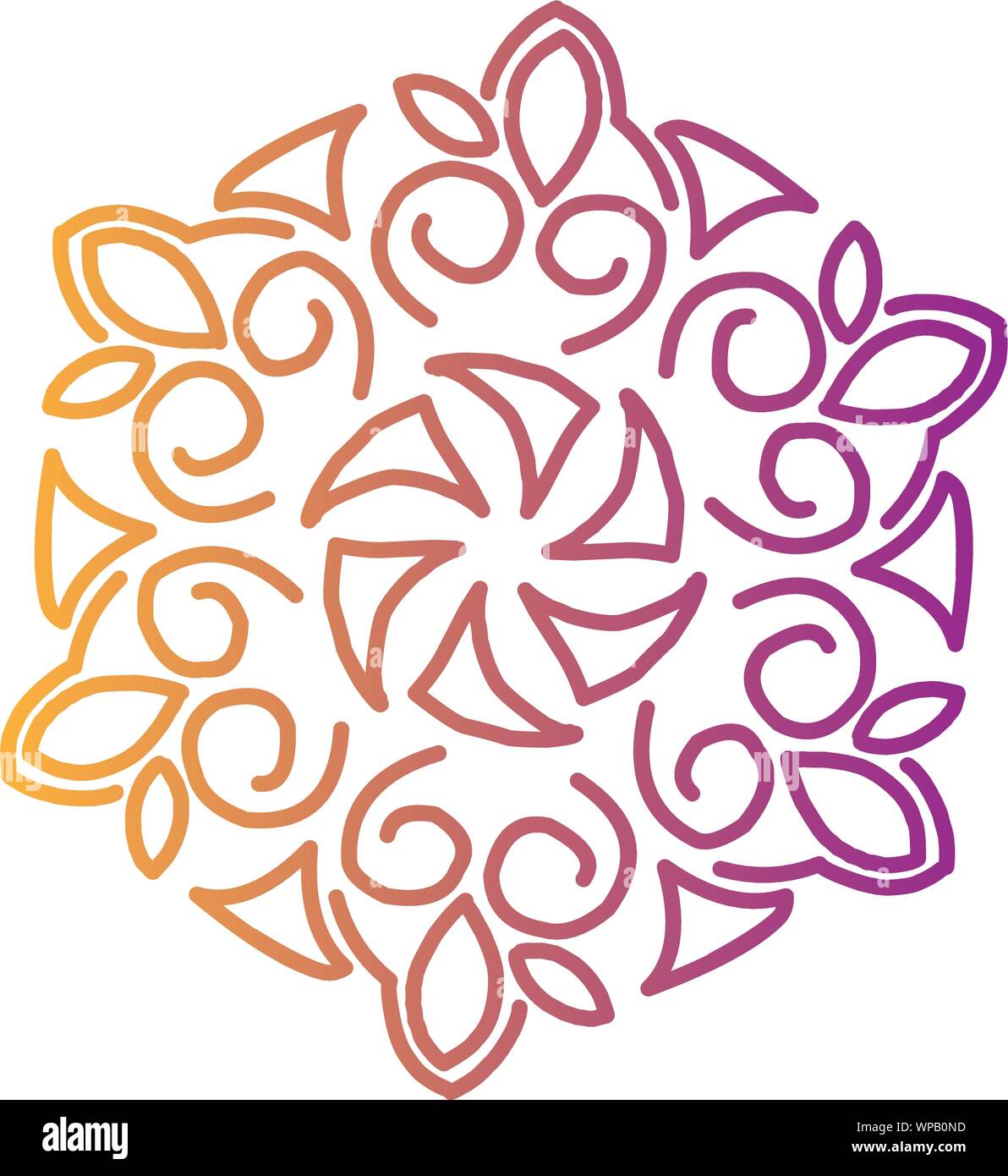 Fleur et feuille géométrique abstrait modèle logo. Emblème floral linéaire dans des tons pastel. Illustration de Vecteur