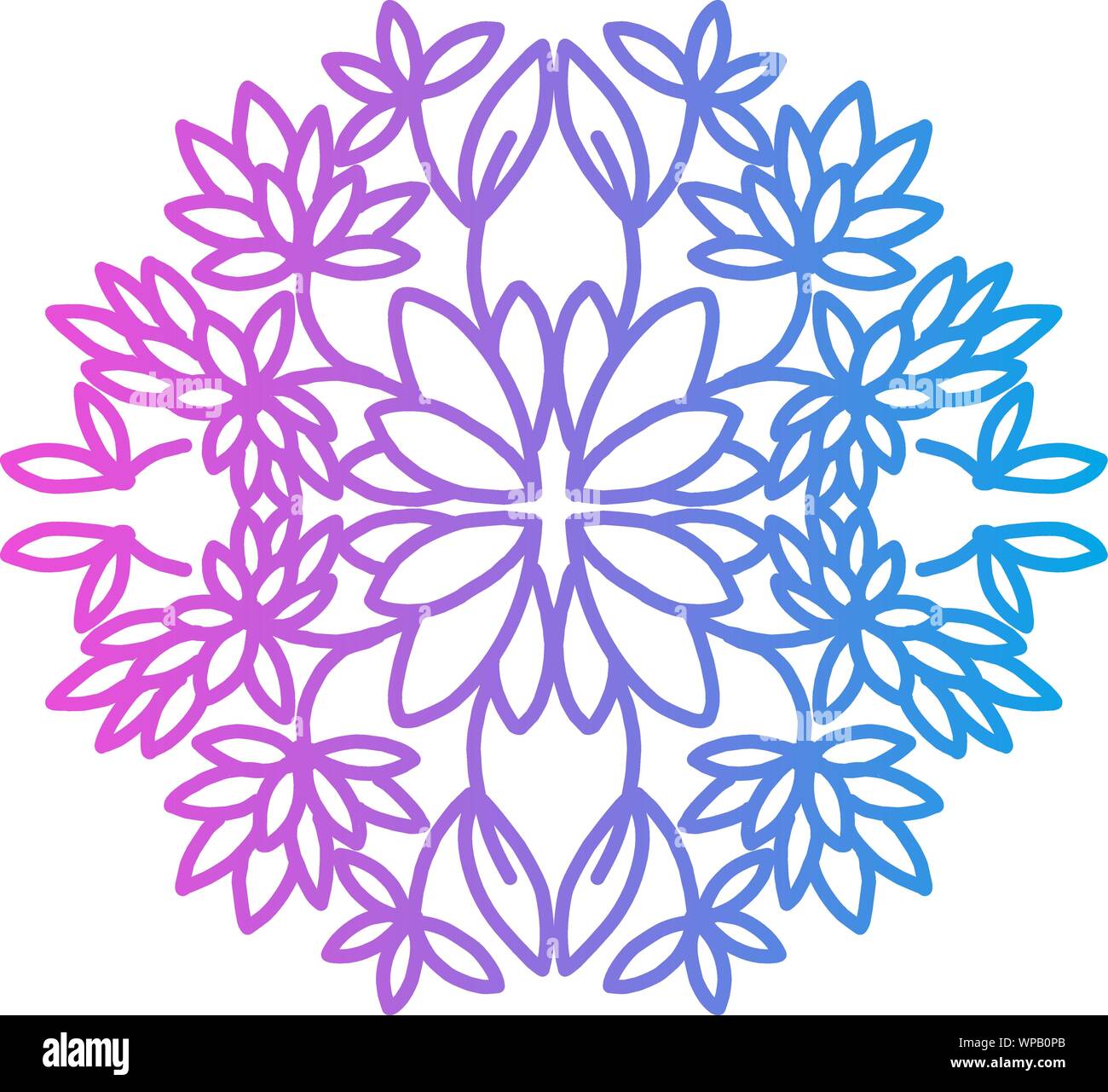 Fleur et feuille géométrique abstrait modèle logo. Emblème floral linéaire dans des tons pastel. Illustration de Vecteur