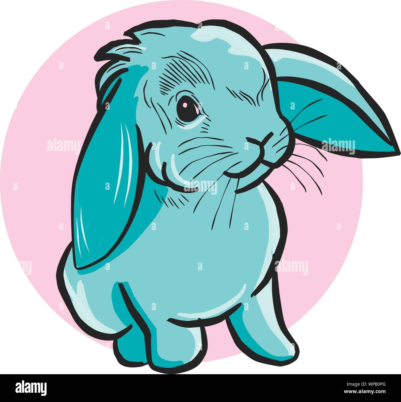 Illustration d'un lapin bleu Assis Illustration de Vecteur