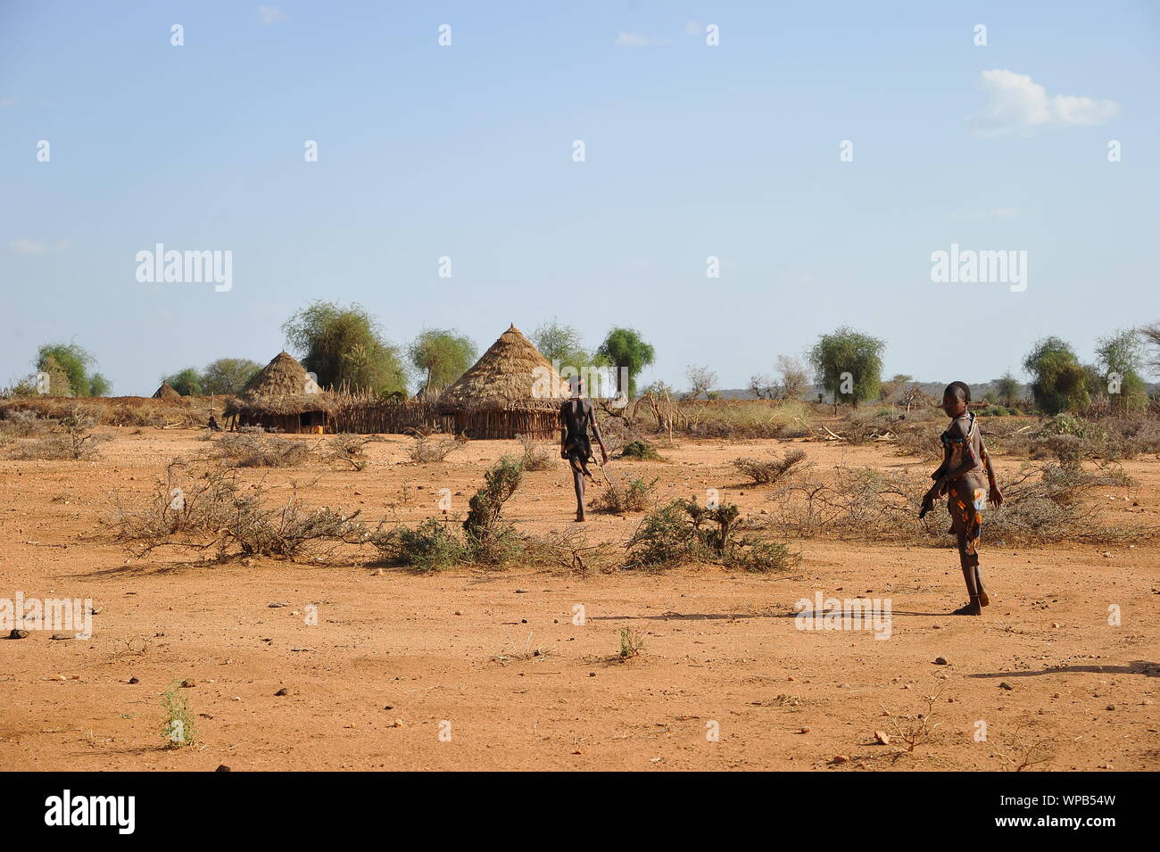 Un village de la tribu Hamer dans le sud de l'Ethiopie Banque D'Images