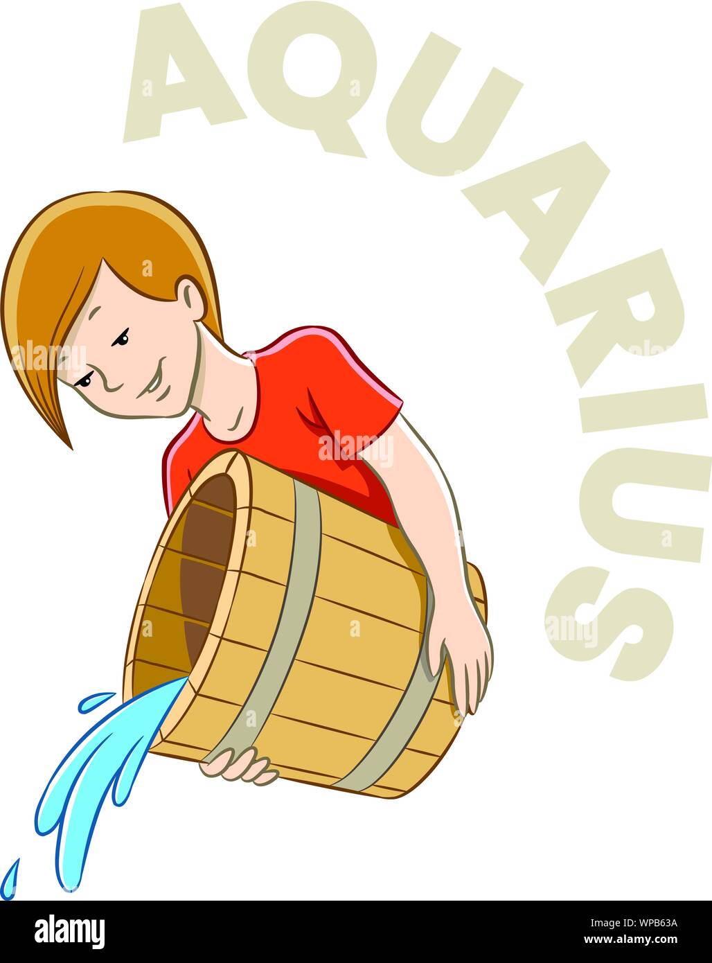 Vector Illustration of Colorful Cartoon du Verseau signe du zodiaque isolé sur fond blanc Illustration de Vecteur
