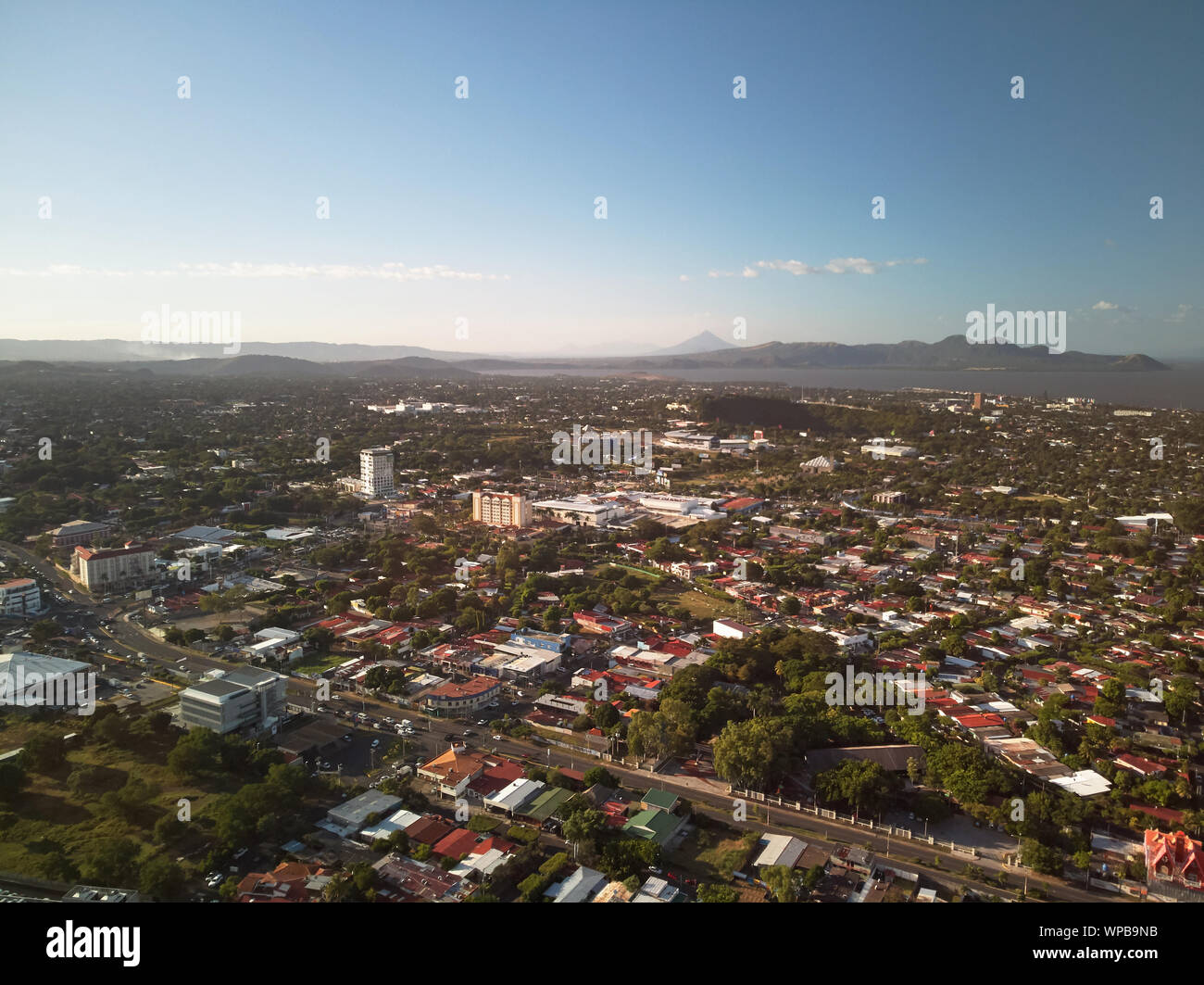 Centre de la ville de Managua au Nicaragua vue aérienne drone Banque D'Images