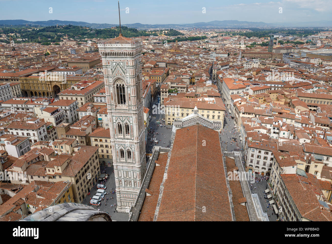 Vue Aérienne Vue panoramique de la ville de Florence et Giotto's Campanile campanile qui fait partie du complexe de la cathédrale de Florence (Cattedrale di Santa Maria de Banque D'Images