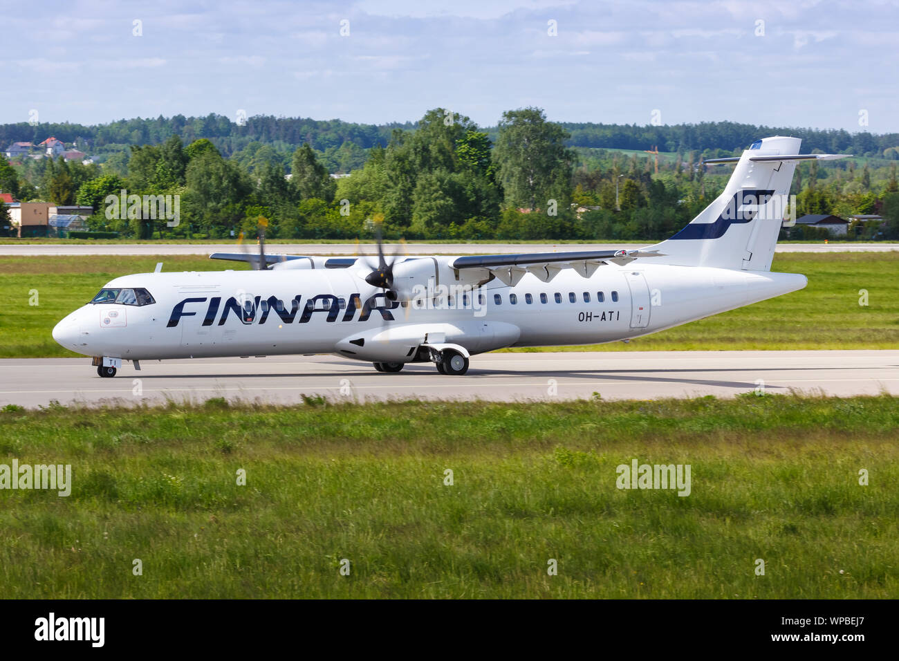 Gdansk, Pologne - 29 mai 2019 : ATR-72 Finnair avion à l'aéroport de Gdansk (GDN) en Pologne. Banque D'Images
