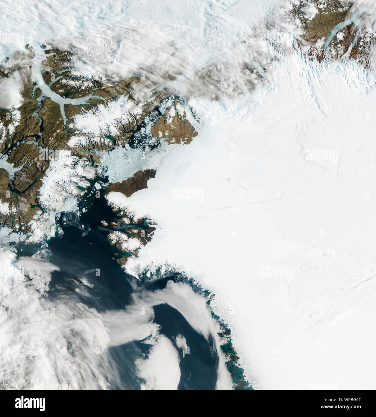 Glacier Petermann, côte nord-ouest du Groenland, 16 et 17 juillet 2012, par la NASA/DPA Banque D'Images
