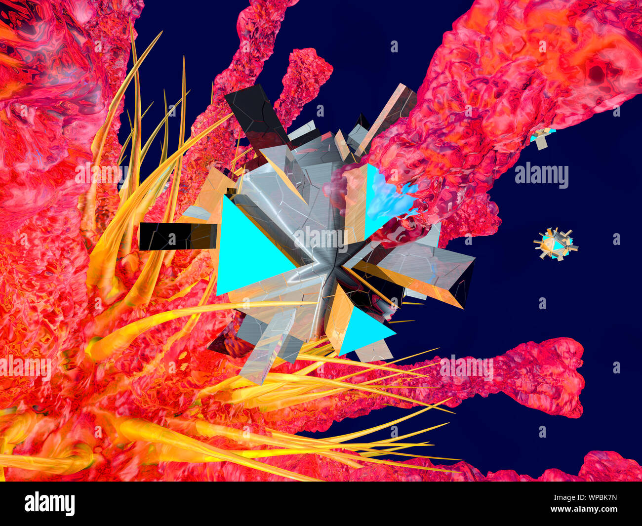 Rendu 3D Illustration d'un Nano une attaque de virus dans le corps humain. Banque D'Images