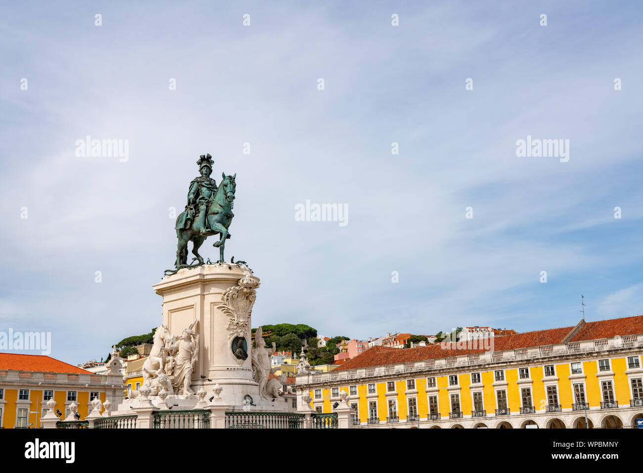 Statue du Roi Jose I en place du Commerce à Lisbonne Banque D'Images