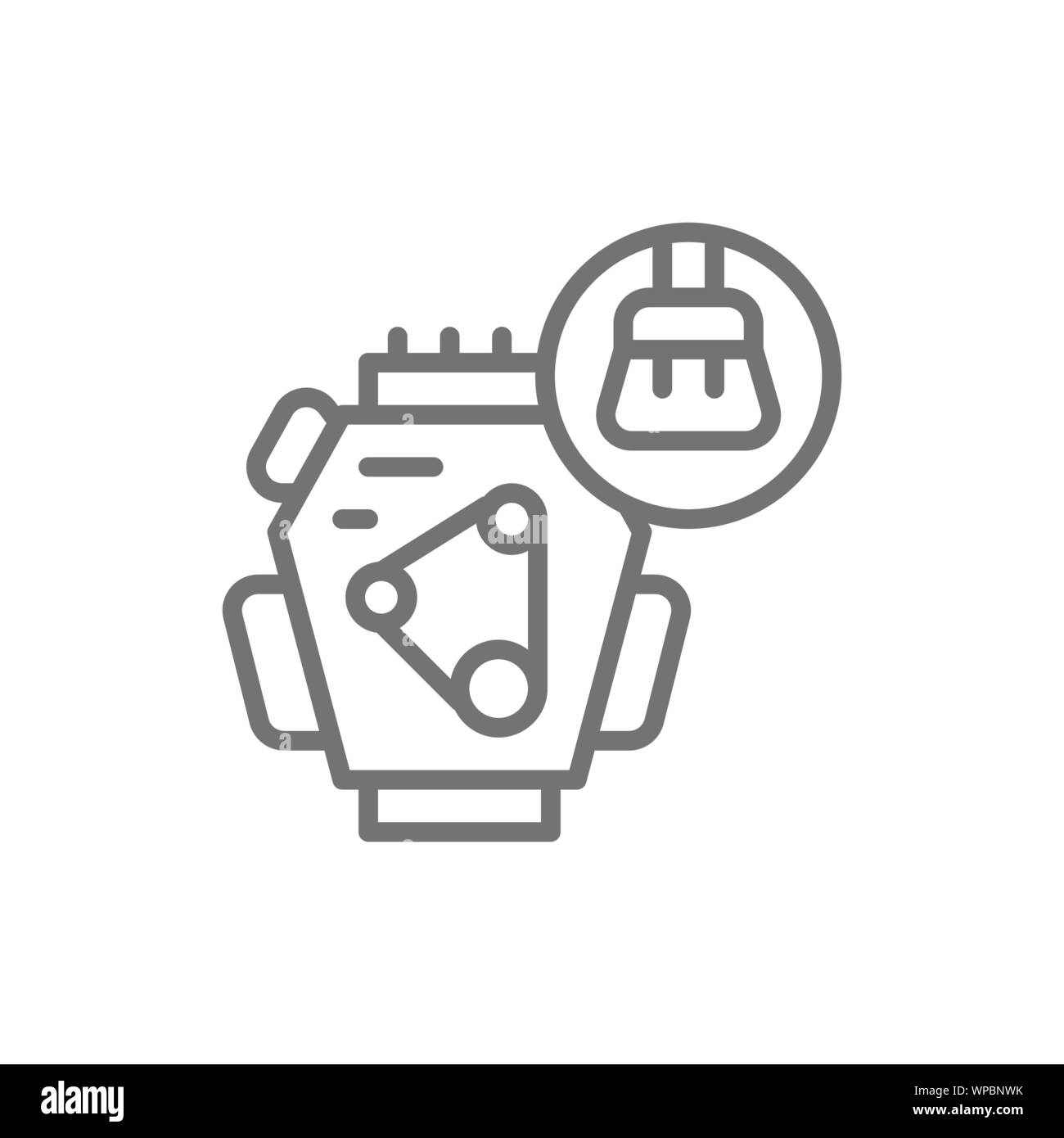Moteur de voiture l'icône de la ligne de nettoyage. Isolé sur fond blanc Illustration de Vecteur