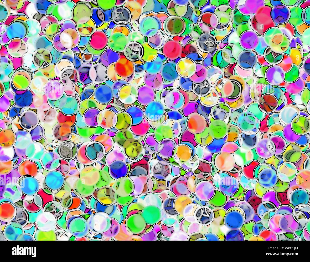 Résumé des cercles multicolores avec cadre noir, arrière-plan créatif Banque D'Images