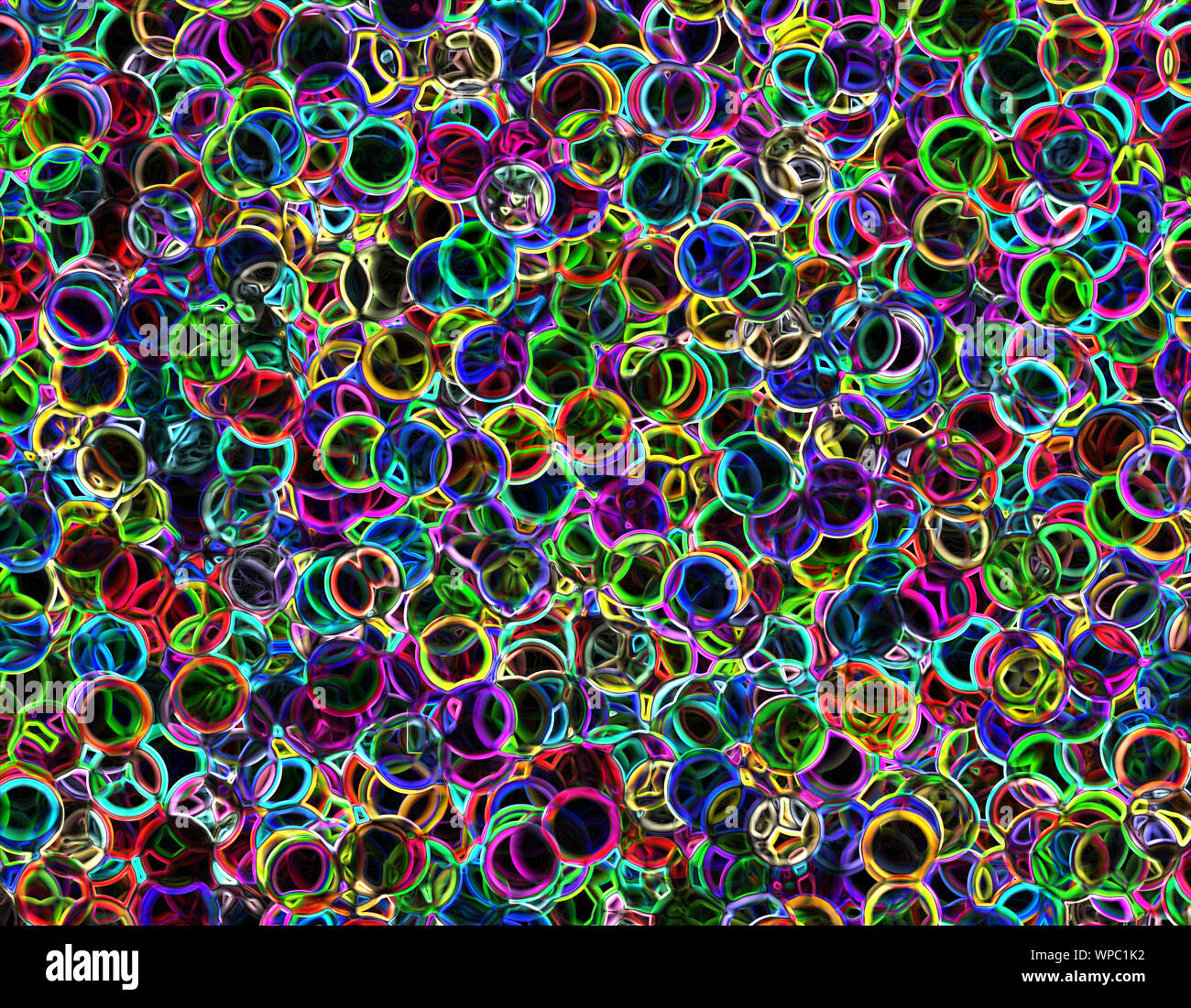 Résumé des cercles multicolores avec effet néon, creative background Banque D'Images