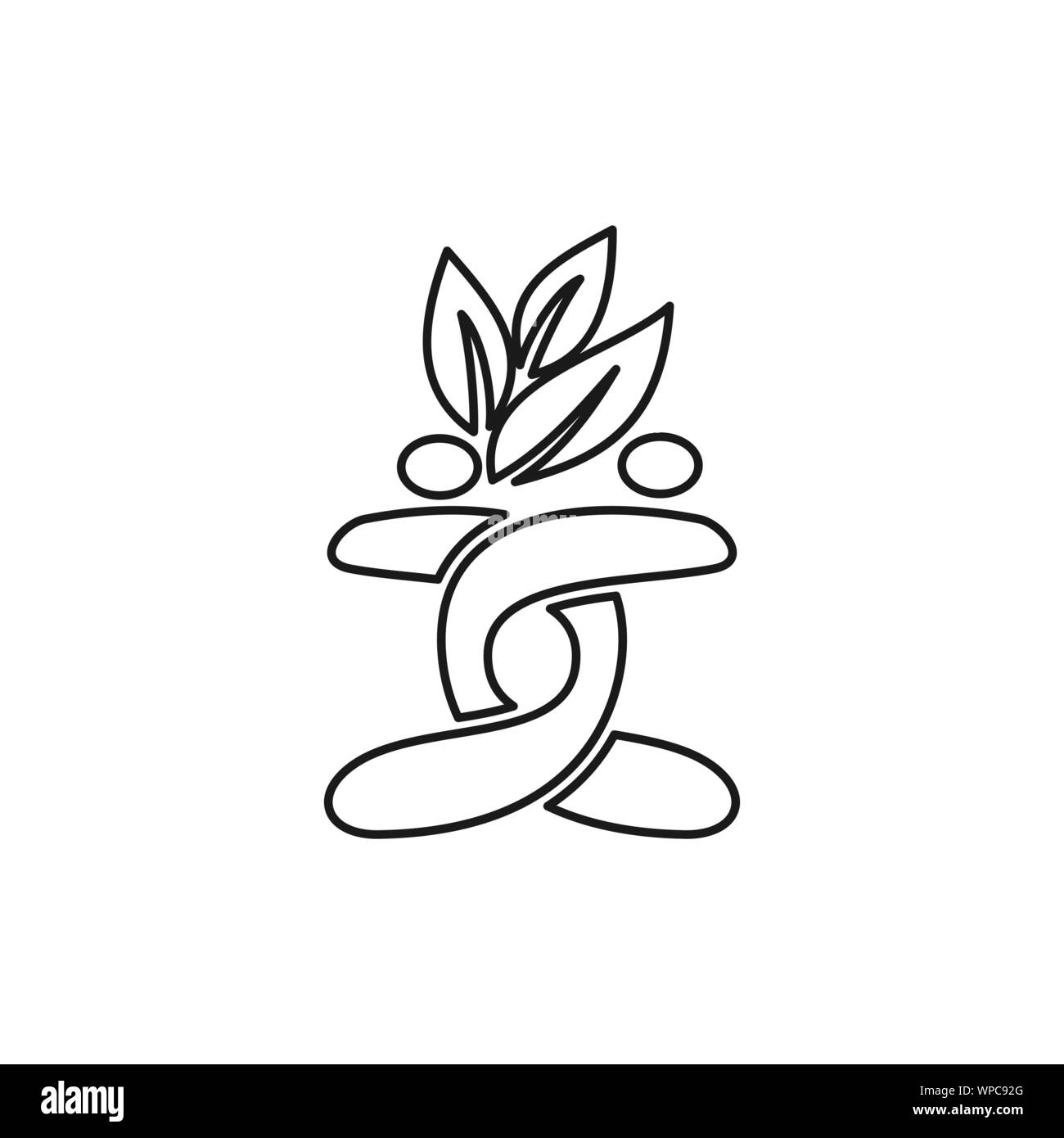 Les gens d'équipe Engagement feuille ensemble Logo Contour Illustration de Vecteur