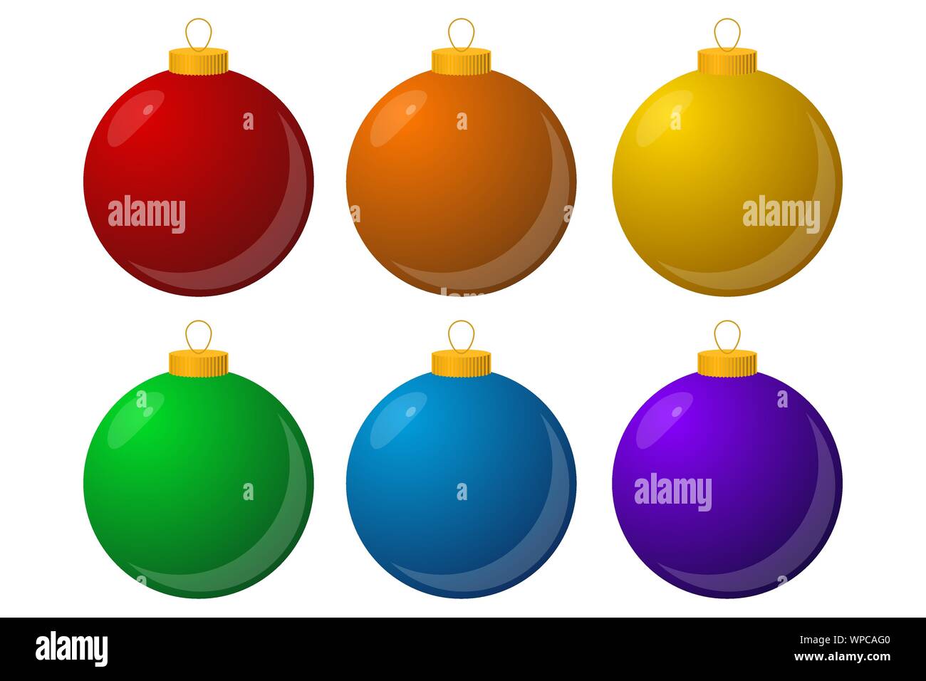 Boules de Noël colorées. Ensemble de décorations isolées. Vector illustration. Illustration de Vecteur