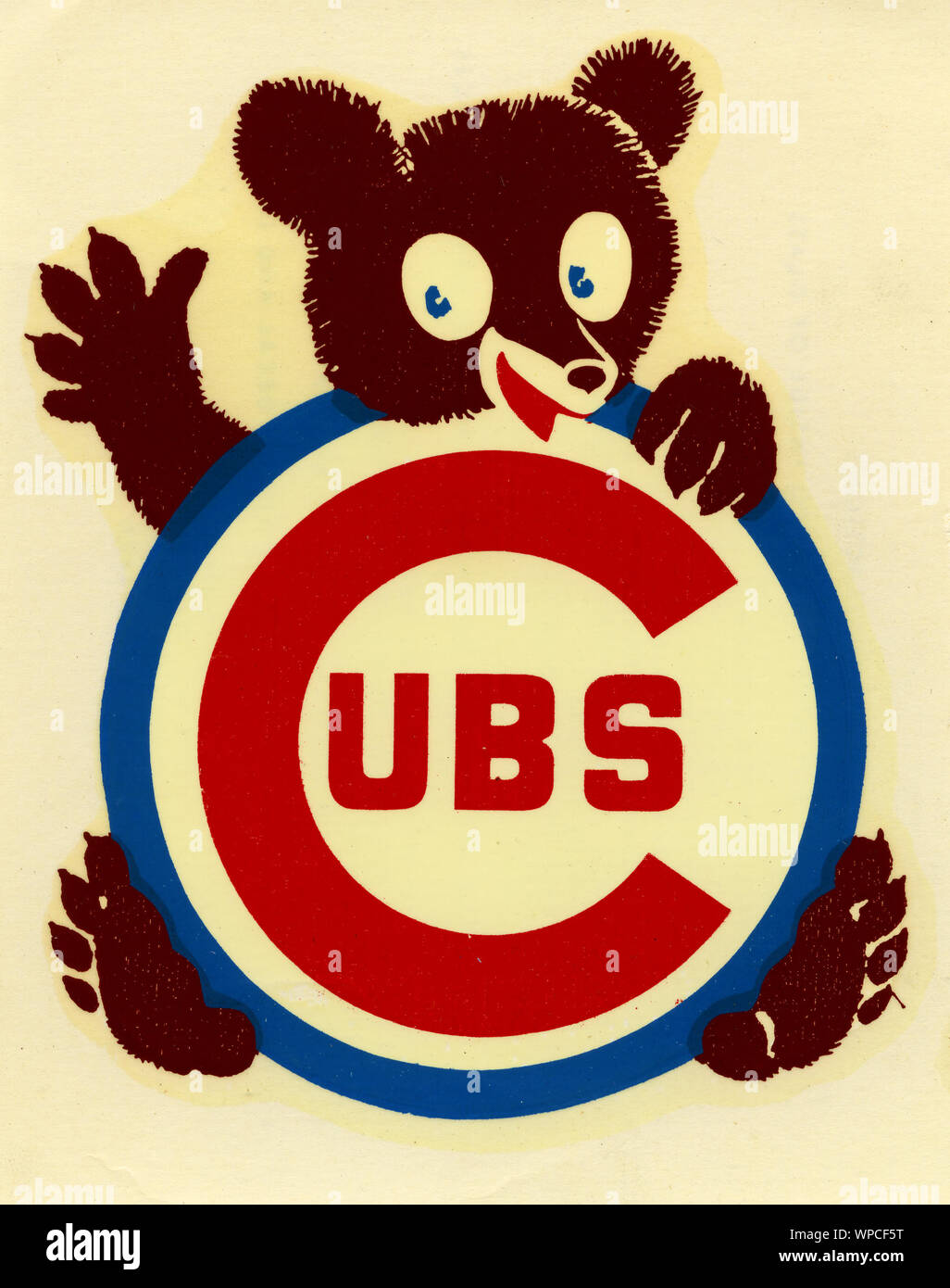Vintage Chicago Cubs Autocollant logo équipe circa années 50 et 60. Banque D'Images