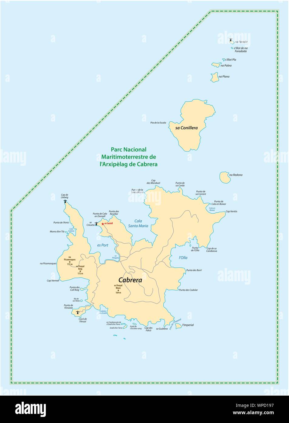 Carte de l'île des Baléares Cabrera Espagne Illustration de Vecteur
