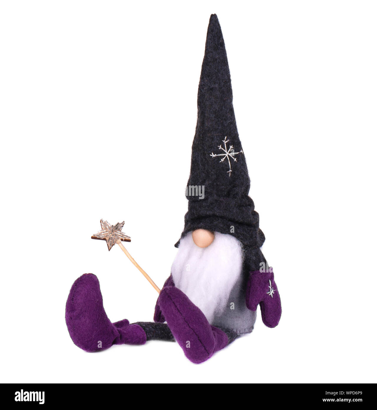 Chapeau de sorcière avec chapeau pointu. Gnome scandinave, troll, jouets de Noël décorative, isolé sur fond blanc. Banque D'Images