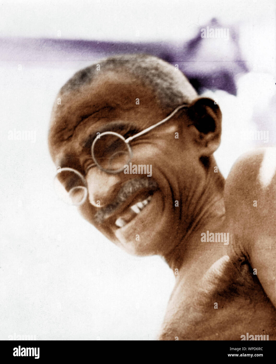 Mahatma Gandhi rire dents cassées pendant Salt Satyagraha, Inde, Asie, mars 1930 Banque D'Images