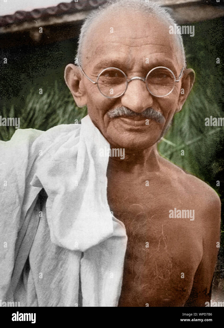 Mahatma Gandhi sourire, Inde, Asie, 1931, ancienne image millésime 1900 Banque D'Images