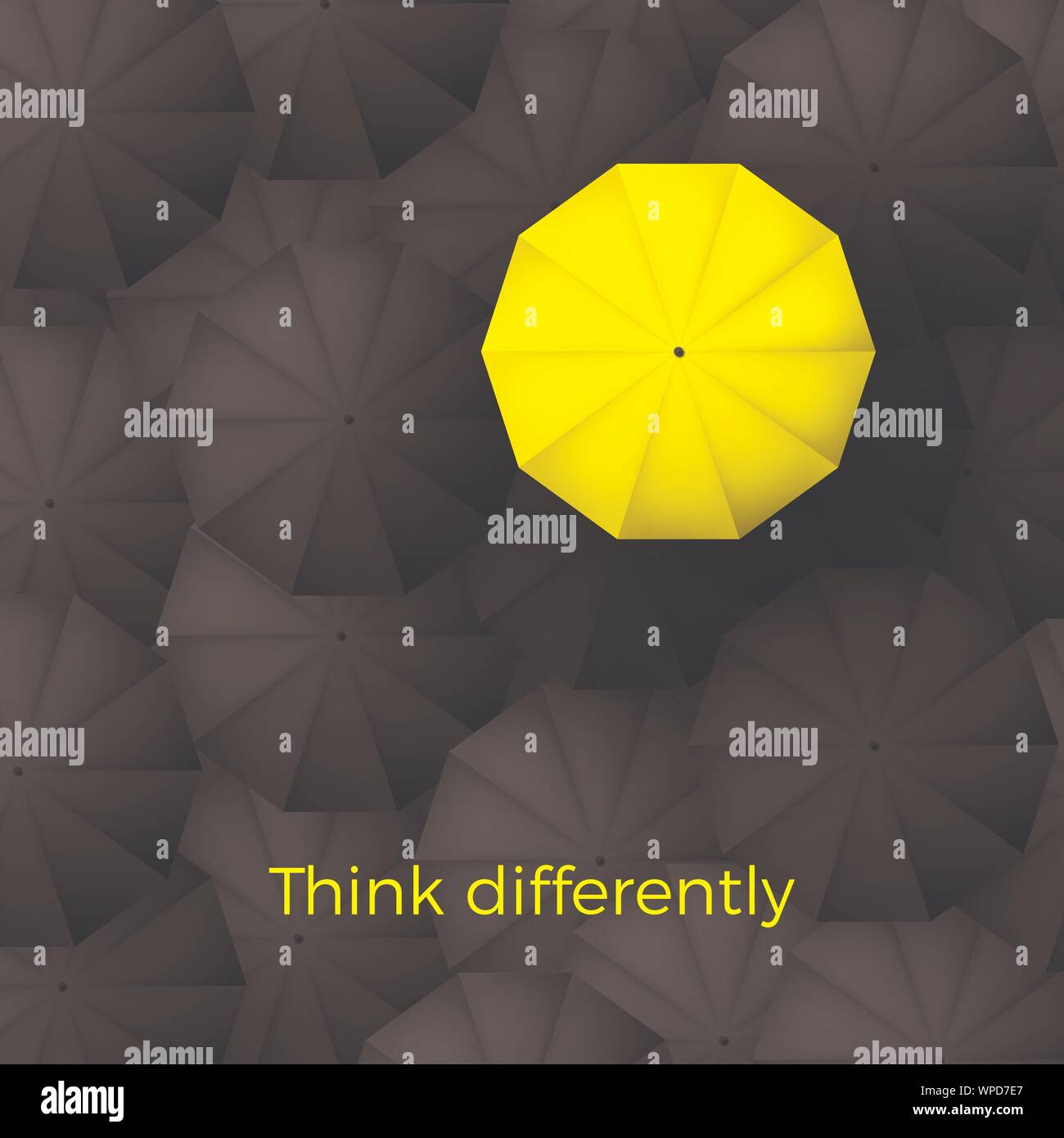 Think different concept d'entreprise. Un parasol unique jaune noir excel des parasols sur arrière-plan. Vector illustration Illustration de Vecteur