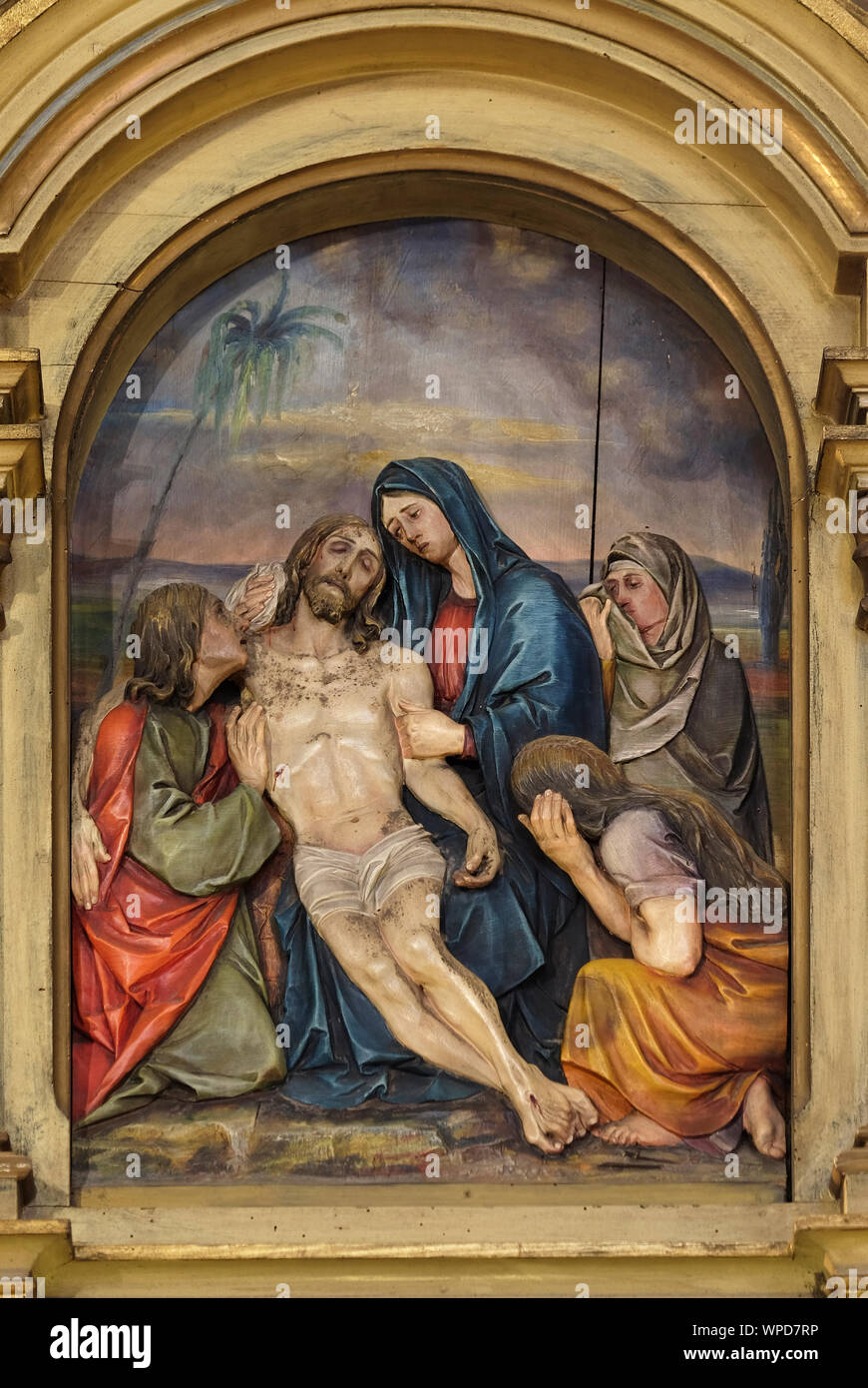 13e les stations de la Croix, le corps de Jésus est déposé de la Croix, Saint John the Baptist Church, à Zagreb, Croatie Banque D'Images