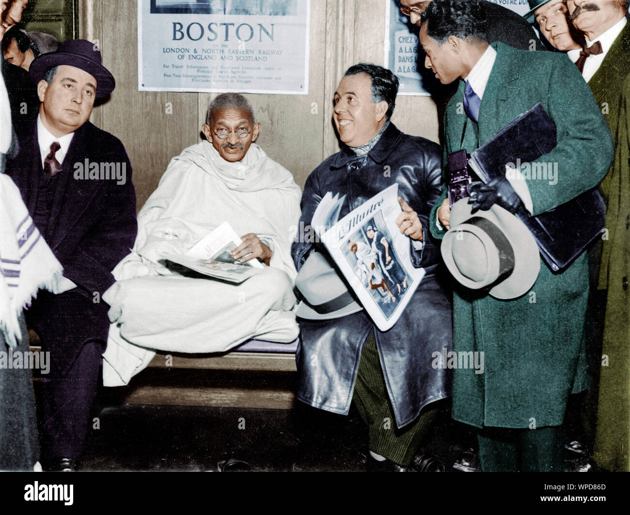 Mahatma Gandhi et Mirabehn reçu par délégation du parti socialiste, Vallorbe, 6 décembre 1931 Banque D'Images
