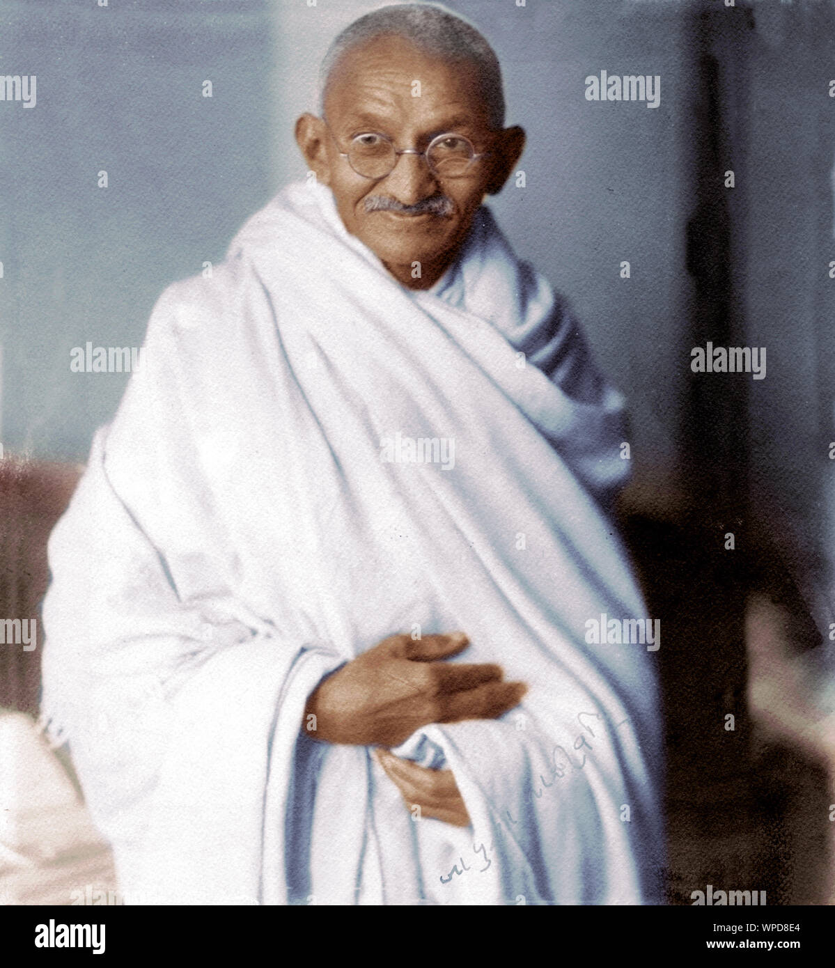 Photo de studio rare de Mahatma Gandhi prise à Londres, 1931, ancienne image millésime 1900 Banque D'Images