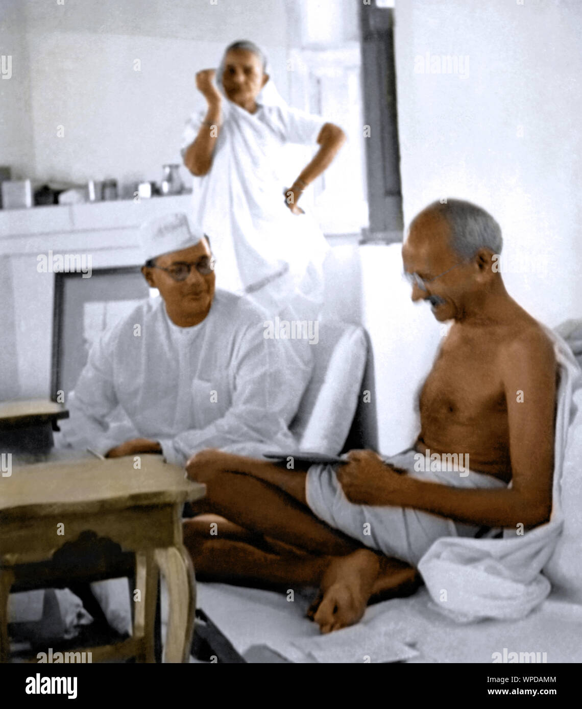 Subhas Chandra Bose et le Mahatma Gandhi, Kasturba Gandhi, à New Delhi, Inde, Asie, 1938 Banque D'Images